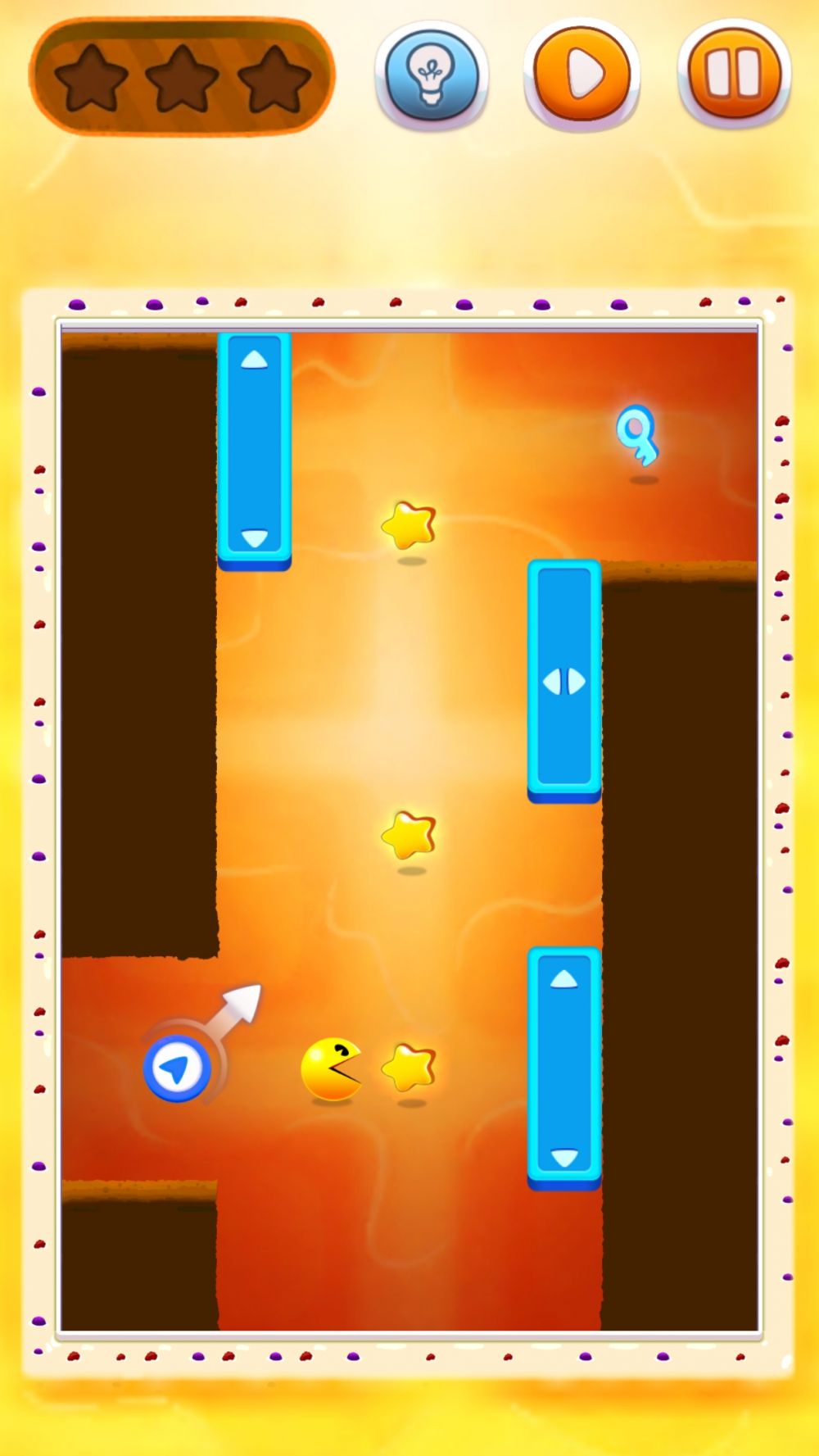 Jouez avec les éléments pour guider Pac Man vers la victoire